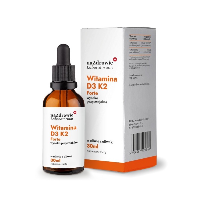 Na Zdrowie Witamina D3 4000iu K2 mk7 100ug Forte krople 30ml