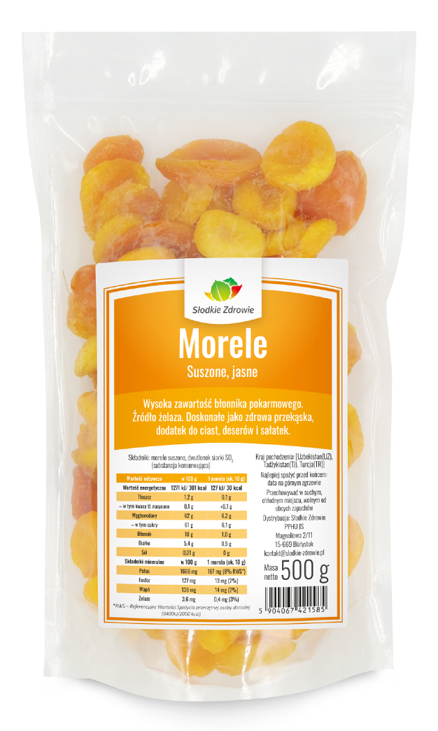 Morele suszone, jasne 500g